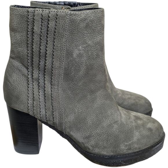 Liebeskind Booties Womens 8.5 EU 39 Gray Nubuck Leather Platform Block Heel Side - Picture 3 of 12